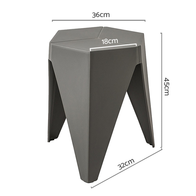 ArtissIn Set of 2 Puzzle Stool Plastic Stacking Stools Chair Outdoor Indoor Grey