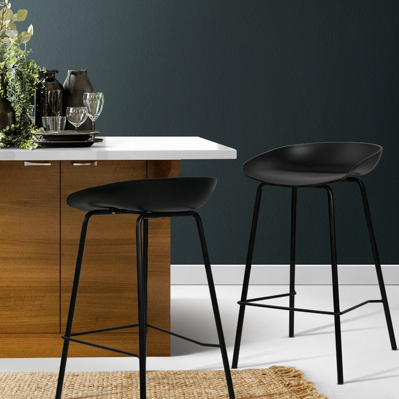 Artiss Set of 2 Metal Bar Stools - Black