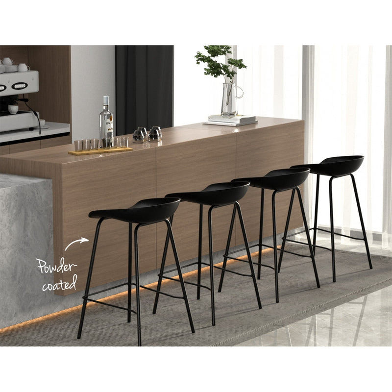 Artiss Set of 4 Metal Bar Stools - Black