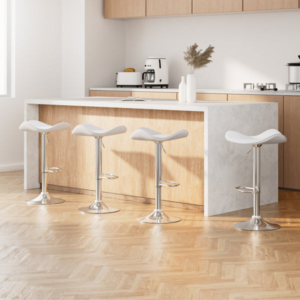 Artiss Set of 4 Swivel Bar Stools - White