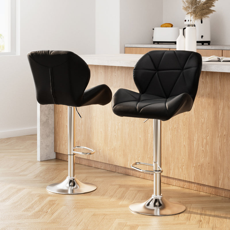 Artiss Set of 2 Kitchen Bar Stools - Black and Chrome