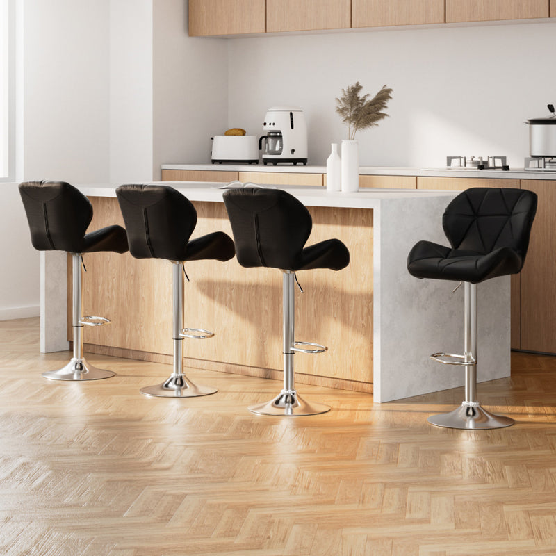Artiss Set of 4 Kitchen Bar Stools - Black and Chrome