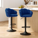Artiss Set of 2 Bar Stools Kitchen Stool Swivel Chair Gas Lift Velvet Chairs Blue Nessah