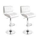 Artiss Set of 2 PU Leather Gas Lift Bar Stools - White and Chrome