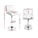 Artiss Set of 2 PU Leather Gas Lift Bar Stools - White and Chrome