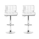 Artiss Set of 2 PU Leather Gas Lift Bar Stools - White and Chrome
