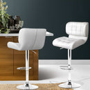 Artiss Set of 2 PU Leather Gas Lift Bar Stools - White and Chrome