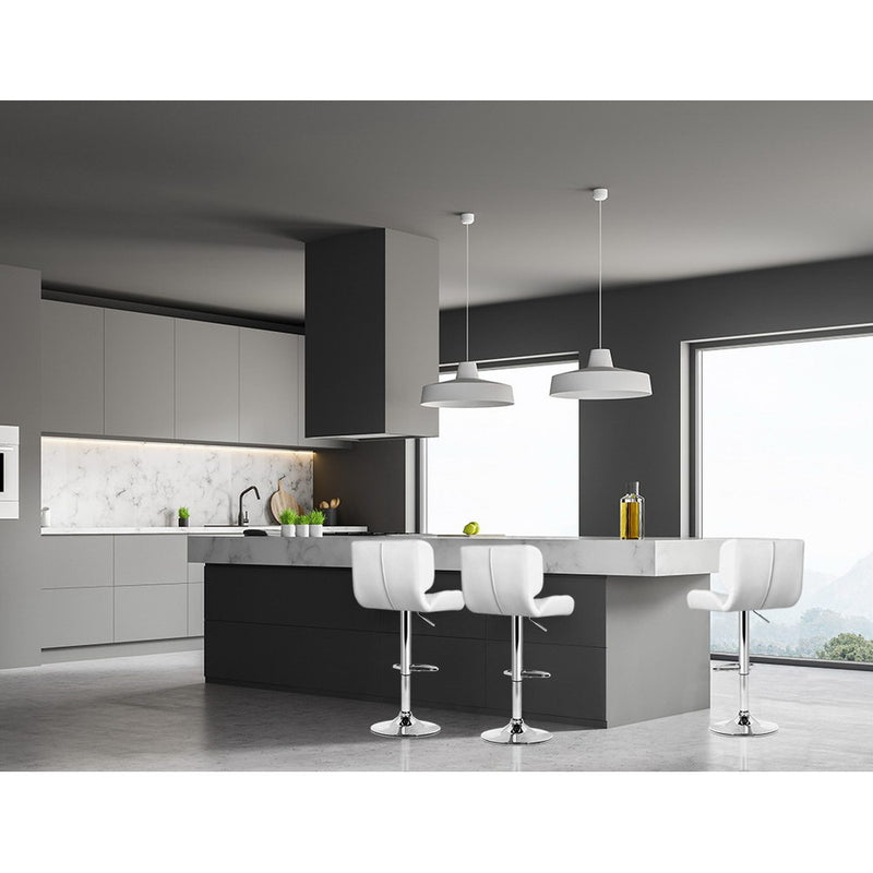 Artiss Set of 4 PU Leather Gas Lift Bar Stools - White and Chrome