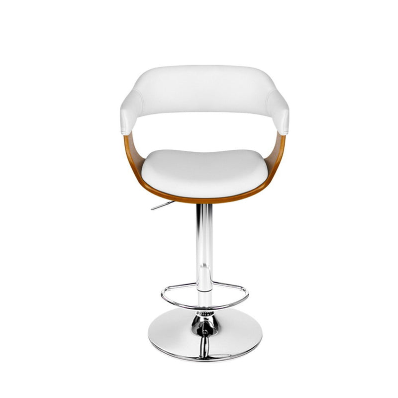 Artiss Wooden PU Leather Bar Stool - White and Chrome