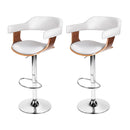 Artiss Set of 2 Wooden PU Leather Bar Stool - White and Chrome