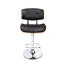Artiss Wooden Gas Lift Bar Stool - Black and Chrome