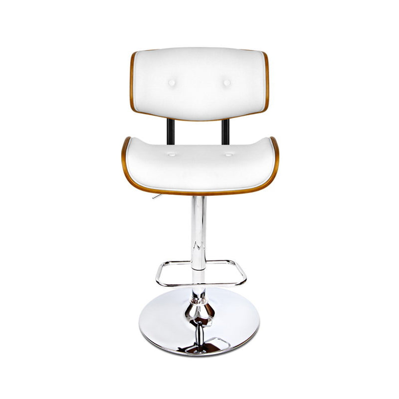 Artiss Wooden Gas Lift Bar Stool - White and Chrome
