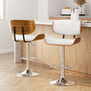 Artiss Set of 2 Wooden Gas Lift Bar Stool - White and Chrome