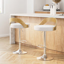 Artiss Bar Stools Kitchen Gas Lift Wooden Stool Metal Barstools White Swivel