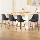 Artiss Set of 4 Wooden Fabric Bar Stools Square Footrest - Charcoal