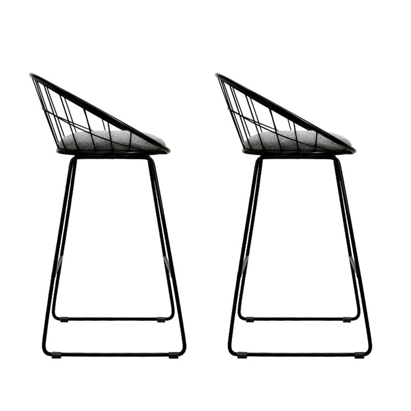 Artiss Set of 2 Bar Stools Steel Fabric - Grey and Black
