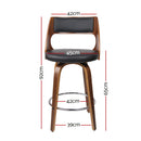Artiss Set of 2 Wooden Bar Stools - Black