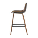 Artiss Set of 2 PU Leather Bar Stools Square Footrest - Wood and Brown