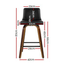 Artiss Set of 2 Wooden PU Leather Bar Stool - Black and Brown Wood Legs