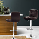 Artiss Set of 2 Gas Lift Bar Stools PU Leather - Chocolate Brown