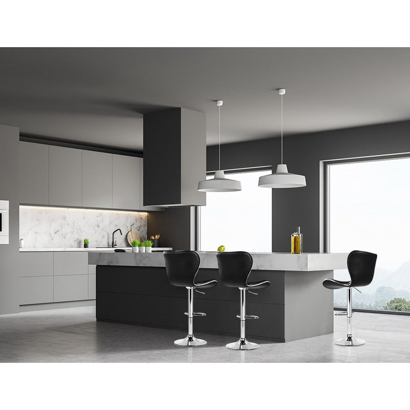 Artiss Set of 4 PU Leather Patterned Bar Stools - Black and Chrome
