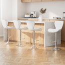 Artiss Set of 4 PU Leather Patterned Bar Stools - White and Chrome
