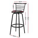 Artiss Set of 2 PU Leather Bar Stools - Black and Steel