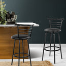 Artiss Set of 2 PU Leather Bar Stools - Black and Steel