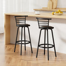 Artiss Set of 2 PU Leather Bar Stools - Black and Steel