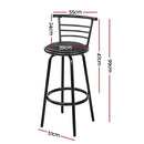 Artiss Set of 4 PU Leather Bar Stools - Black and Steel