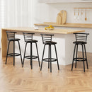 Artiss Set of 4 PU Leather Bar Stools - Black and Steel