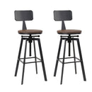 Artiss Set of 2 Rustic Industrial Style Metal Bar Stool - Black and Wood