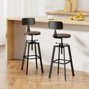 Artiss Set of 2 Rustic Industrial Style Metal Bar Stool - Black and Wood