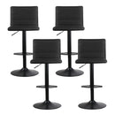 Artiss Set of 4 Faux Linen Bar Stools - Black