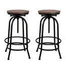Artiss Set of 2 Bar Stool Industrial Round Seat Wood Metal - Black and Brown