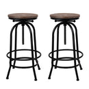 Artiss Set of 2 Bar Stool Industrial Round Seat Wood Metal - Black and Brown