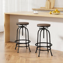 Artiss Set of 2 Bar Stool Industrial Round Seat Wood Metal - Black and Brown