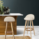 Artiss Set of 2 PU Leather Backrest Bar Stools - Beige