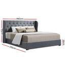 Artiss Issa Bed Frame Fabric Gas Lift Storage - Grey King