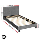 Artiss Neo Bed Frame Fabric - Grey King Single