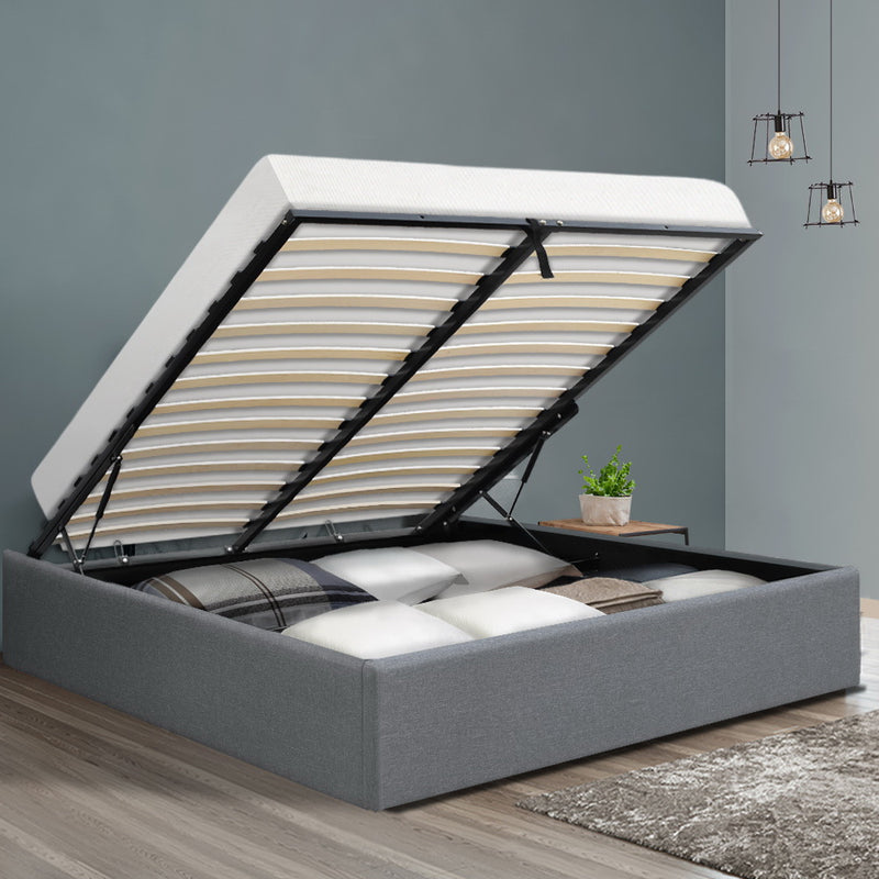 Artiss Double Full Size Gas Lift Bed Frame Base With Storage Platform Fabric