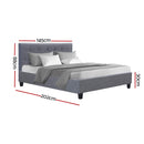 Artiss Vanke Bed Frame Fabric- Grey Double