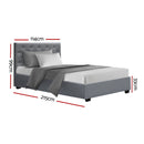 Artiss Vila Bed Frame Fabric Gas Lift Storage - Grey King Single
