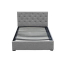 Artiss Vila Bed Frame Fabric Gas Lift Storage - Grey King Single