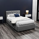 Artiss Vila Bed Frame Fabric Gas Lift Storage - Grey King Single