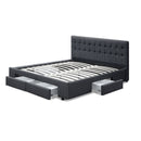 Artiss Avio Bed Frame Fabric Storage Drawers - Charcoal Queen