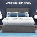 Artiss Tiyo Bed Frame Fabric Gas Lift Storage - Grey Double