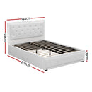 Artiss Tiyo Bed Frame PU Leather Gas Lift Storage - White Double