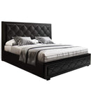 Artiss Bed Frame Double Size Gas Lift Base With Storage Black Leather