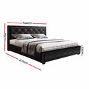 Artiss Bed Frame Double Size Gas Lift Base With Storage Black Leather